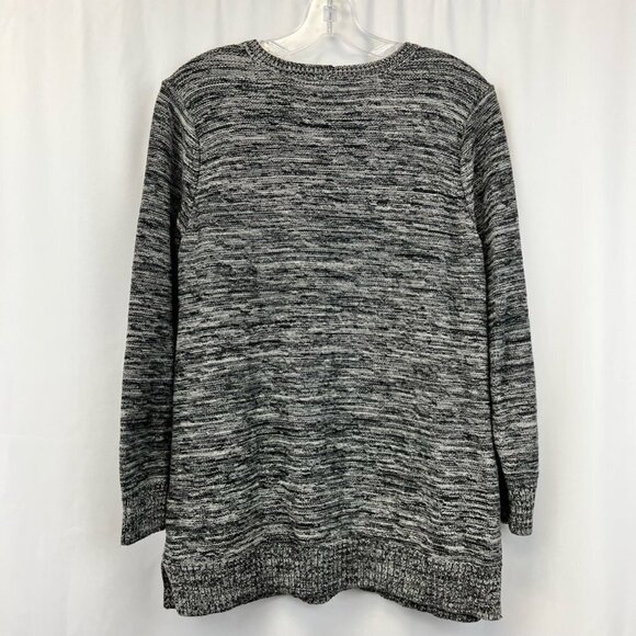 Jeanne Pierre Womens Tunic Sweater Black White Marled Long Sleeve Pockets L - Picture 8 of 9